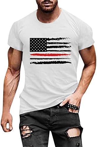 UBST 4 ביולי חייל חייל חולצות שרוול קצר לגברים, קיץ רטרו דגל אמריקאי חולצת טקס חולצה דק-כושר צמרות טי