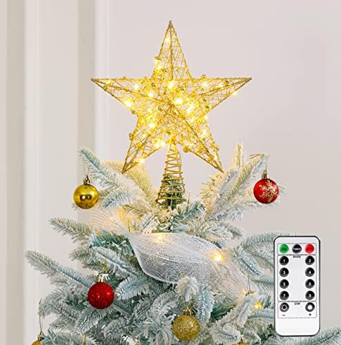 עץ חג המולד טופר אורות LED אורות כוכב סוללה כוכב סוללה מופעלת, טופר עץ כוכב מואר לקישוטים לעץ חג המולד