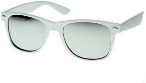 זרוב - משקפי שמש מרובעים לבנים לגברים עם עדשת מראה רפלקטיבית צבעונית