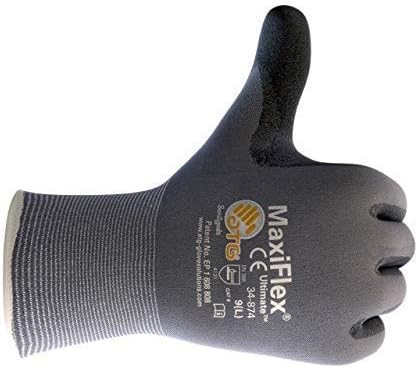Maxiflex ATG 34-874 חלק ניילון סרוג/כפפת לייקרה חלקית עם אחיזת מיקרו-קואם מצופה ניטריל על כף היד ואצבעות חדשות