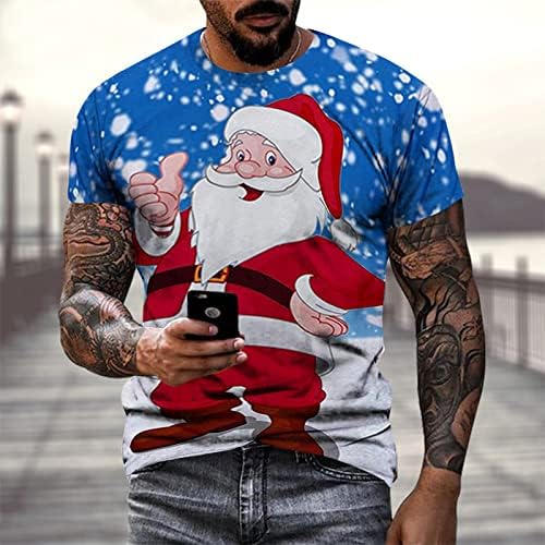 חולצות טריקו של שרוול קצר של XXBR לחג המולד לגברים, חג המולד מצחיק סנטה קלאוס מודפס מפלגה מזדמנת