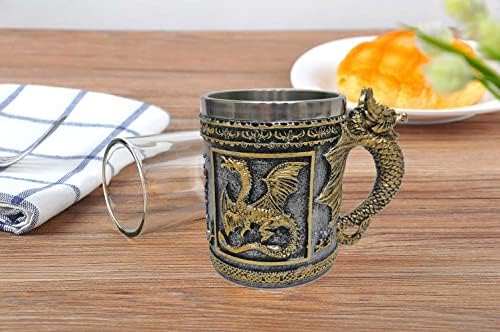 קוסוקולה מימי הביניים מבוכים ודרקונים כוס מתנות, דנד גותיקה משחק דרקון ספל-14 עוז לשימוש חוזר נירוסטה חידוש קפה