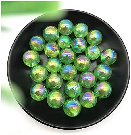 Heeqing AE216 1PC 16-19 ממ טיטניום ירוק AURE אלקטרו-מרפסת קוורץ כדורי קריסטל כדורי ריפוי אבנים טבעיות ומינרלים