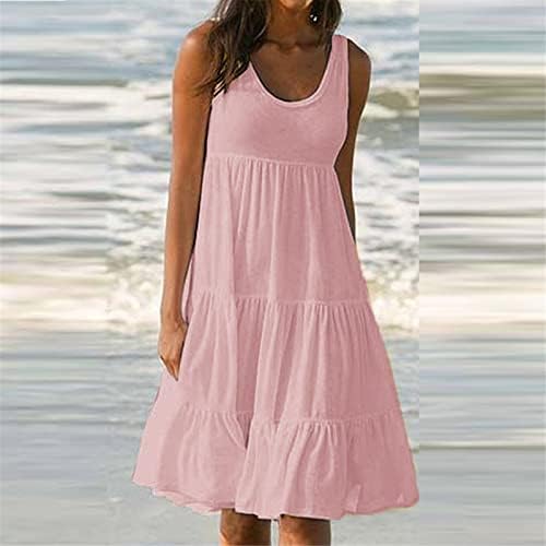נשים ביריות אופנה חוף שמלת נוח חמוד הדפסת קיץ שמלות רופף סקסי שרוולים עגול צוואר שמלה