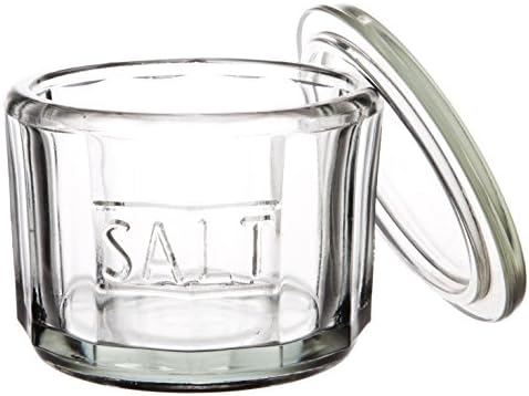 קלאסי קלאסי מזדמן מרתף מלח מזכוכית עגולה עם מכסה, ארגון האחסון של קערת הסוכר Canister Spice Jar, זכוכית לחוצה