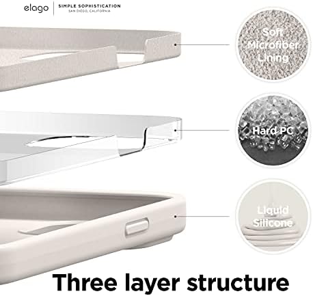 ELAGO תואם למארז אייפון 13, מארז סיליקון נוזלי, כיסוי מגן של מצלמת גוף מלא, אגן זעזועים, מארז טלפון רזה, רירית מיקרופייבר