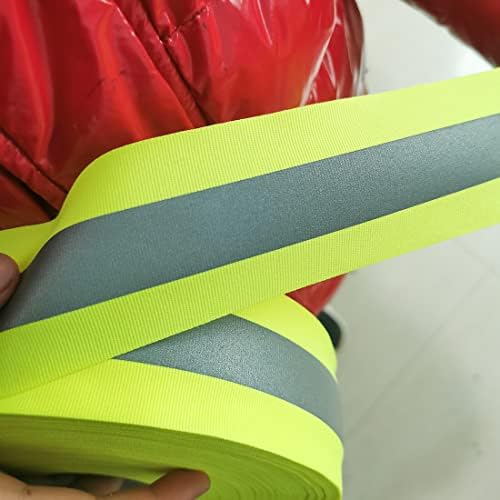 ג'ינדבינג כסף תפור על קלטת רפלקטיבית לבוש בטיחות לבוש בטיחות רצועת רשת רצועה פלורסנט צהוב 2 x 16ft
