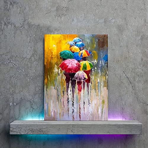 מופשט אמנות קיר מופשט מטרייה צבעונית ציור שמן נוף 16x20 אינץ '