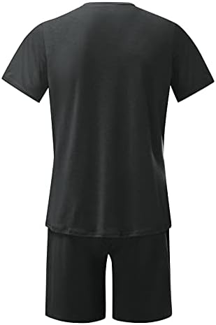 BMISEGM חולצות עבודה בקיץ לגברים שרוול מכנסיים קצרים חוף גברים קיץ 2 מכנסיים וחולצות קצרות מערכות חליפות ותפאורות