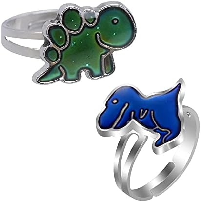 קרג מצב רוח טבעת 2 יחידות חד קרן סוס ופרפר צבע שינוי טבעת עבור נשים בנות גודל מתכוונן טמפרטורת אצבע טבעת, אחד גודל