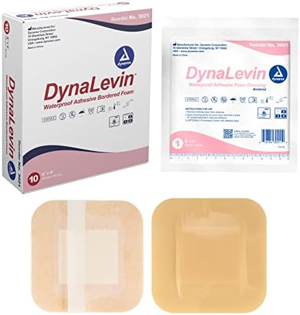 Dynarex Dynalevin דבק אטום למים קצף גבול, 10 ספירה/4 x 4 אינץ '