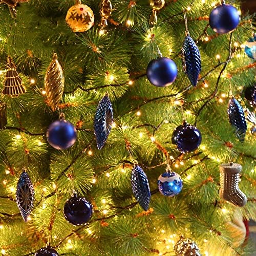 טופיל 6.8ft מואר עץ חג המולד מלאכותי, עץ צירים של אשוח ירוק פרימיום עם נוריות סיבים אופטיים עם סיבים אופטיים של סיבים