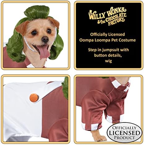Willy Willy Wonka Oompa Loompa Pet Pet Pet Pets and Wig, כפי שמוצג, קטן