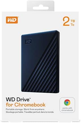 כונן WD עבור Chromebook 2TB, כונן קשיח נייד עם כבל USB-A Superspeed, דיסק קשיח מכני