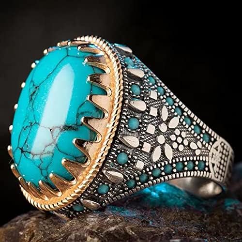 925 טבעת טורקיז כסף בעבודת יד קלאסית אבן טורקיז אבן חן אבן תכשיטים טבעת לנשים בנות
