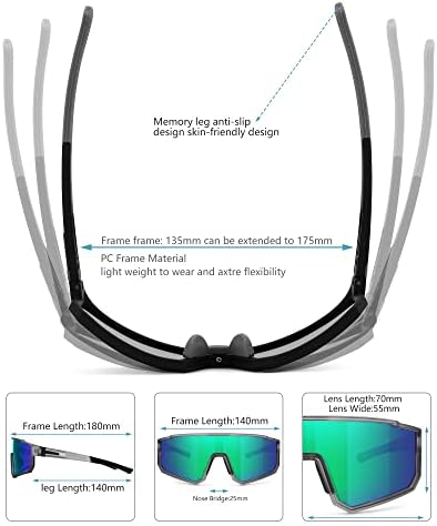 משקפי שמש מקוטבים של Pro Acme לגברים נשים ， משקפי עדשות הגנה על UV לרכיבה על אופניים בייסבול ריצת דיג ספורט דיג
