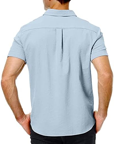 גברים של כותנה פשתן כפתור למטה חולצה מזדמן קצר שרוול קיץ חוף חולצות רגיל קל משקל לנשימה חולצות