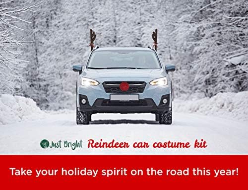 פשוט קרניים איילים בהירים וערכת מכוניות רודולף באף - קל להתקנת קישוטים לחג המולד עבור רכב חלון וגריל - ערכת מכוניות