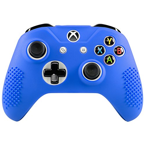 קיצוני רך קיצוני אנטי -החלקה כחול כהה סיליקון בקר כיסוי עורות אגודל אחיזת כובעים מארז מגן עבור Xbox One X S בקר - כחול