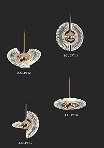 מסעדת UXZDX קריסטל קו ארוך אורות תליון קטנים נברשת תקרה יכולה לסובב מנורה עגולה רב-בצורת