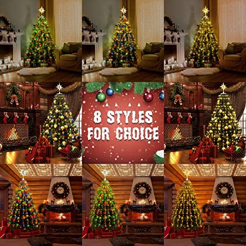 Feeparlus חג המולד אורות עץ עץ w/ Topper כוכב 6.6ft על 14 קווים אורות מחרוזת חג המולד עץ עץ קלים להתקנה של 293
