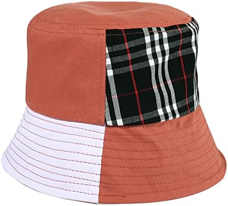 כובע דלי NLCAC נשים כובע שמש כובע צבע אופנתי בלוק דלי כותנה כובע חוף כובע הגנה על שמש כובע כובע