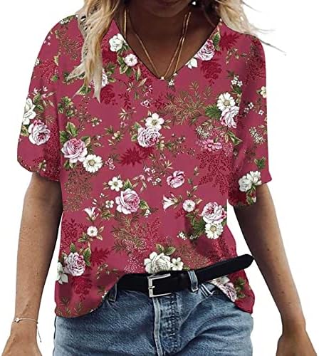 חולצות בנות הדפס פרחוני חולצות חולצות גדולות במיוחד עם שרוול קצר צווארון טרקלין סתיו קיץ חולצות הוא