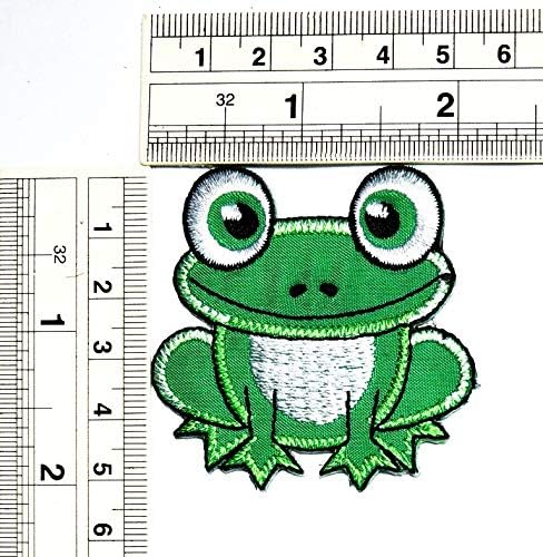 סט טלאי של אוממה של 3 צפרדע ירוקה חמוד חיה חמוד מדבקת מדבקת טלאים צפרדע DIY אפליקציה רקומה תפור תפור על בגדי סמל