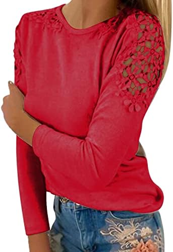 מיאשוי אישה טי חולצה נשים של עגול צוואר מוצק צבע חלול תפרים ארוך שרוולים חולצה נשים ספורט טי חולצות