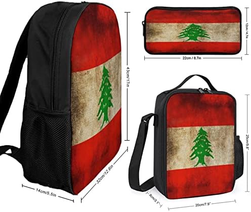 בציר לבנון דגל בית ספר תרמיל סט 3 יחידות מכללת תיק של עם קל משקל שקית אוכל קלמר עבור תלמיד