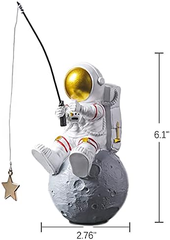 פסל צלמיות אסטרונאוט, פיסול כוכב דיג אסטרונאוט פיסול לעיצוב שולחן עבודה ושולחן שולחן, שרף ספייסמן קישוט שולחן כוכב לכת לעיצוב