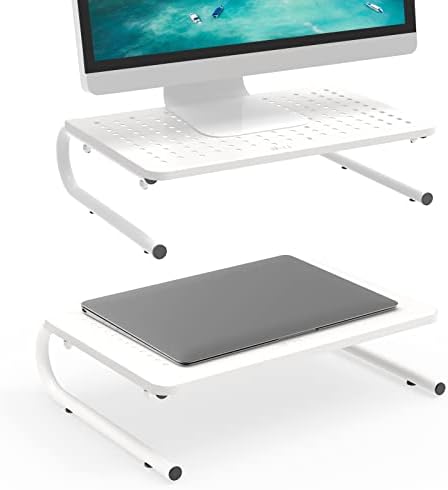 וואלי צג מעמד משכים, מחשב נייד מחזיק מדפסת משכים אביזרי שולחן, פרקו מתכת פלטפורמת 4 סנטימטרים גובה מתחת אחסון עבור