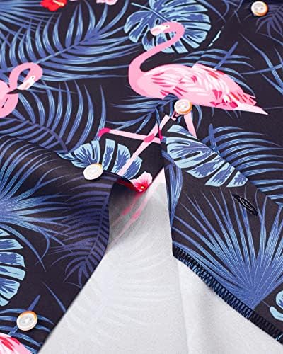 ג ' יי ור גברים של פלמינגו הוואי חולצות פרחוני קצר שרוול חולצה טרופי מזדמן כפתור למטה חולצה חוף חג חולצות