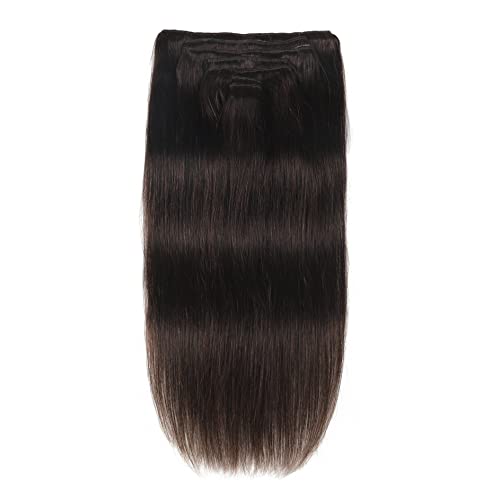 כהה חום קליפ שיער הרחבות אמיתי שיער טבעי לנשים ברזילאי ישר שיער 7 יחידות 120 גרם שיער טבעי כפול ערב קליפ תוספות צבע 2 אדמדם