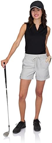 שלושה שישים ושש מכנסי גולף גולף נשים - 5 אינץ ', מכנסיים קצרים פעילים יבש מהיר עם כיסים, משיכה מתכווננת ומותן נמתח