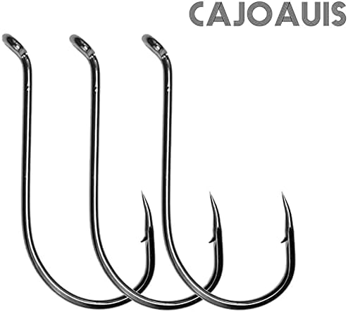 CAJOAUIS 100 יח 'חדים תמנון וו ספורט מעגל ספורט ווים דיג פחמן גבוה ג'יג ג'יג וו וו דגים שחור-גודל 4 עד 8/0