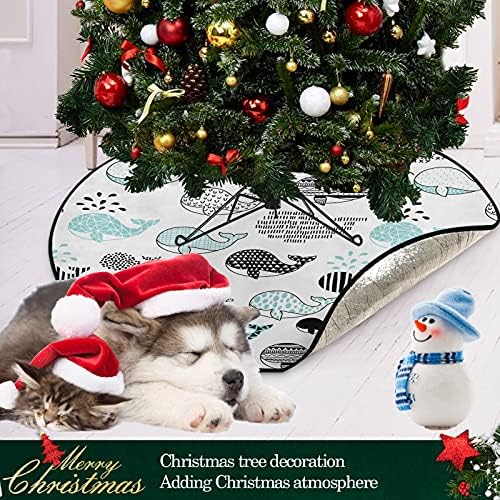 לוויתן חמוד ויססוני עם מחצלת עץ חג המולד של פס נקודה לקישוטים למסיבות חג חווה בית עץ גדול מחצלות לחג המולד