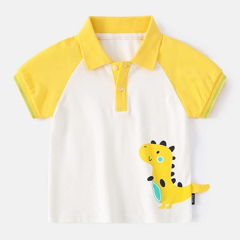חולצת פולו כותנה של בנים כותנה שרוול קצר דינוזאור הדפסת טיס טופית פעוטות בגדי קיץ ילדים 1-6 שנים