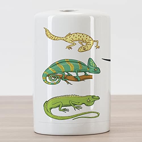 Ambesonne Salamander Ceramic Ceramic Holder, דפוס של זוחלים אקזוטיים צבעוניים, משטח דקורטיבי רב -תכליתי לחדר אמבטיה, 4.5