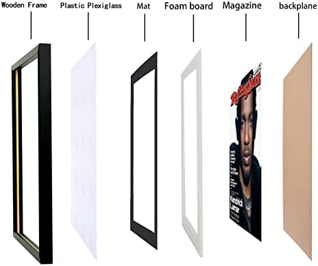 מסגרת מגזין Mxtallup 10x12 לקיר, מציגה מגזינים בגודל 10x12 אינץ 'עם מחצלת שחורה