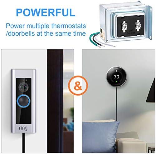 שנאי תרמוסטט ופעמון דלת 24V 40VA, אספקת חשמל תואמת לקן, Ecobee, Sensi ו- Honeywell Thermostat, Kines