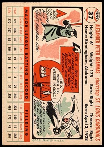 1956 טופס בייסבול 37 אלכס גרמה מעולה על ידי כרטיסי מיקיס