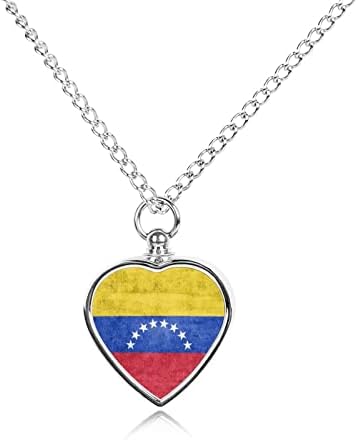 דגל של ונצואלה מודפס לחיות מחמד כד שרשרת עבור אפר לב שריפת גופות תכשיטי זיכרון תליון אפר מחזיק עבור כלב חתול