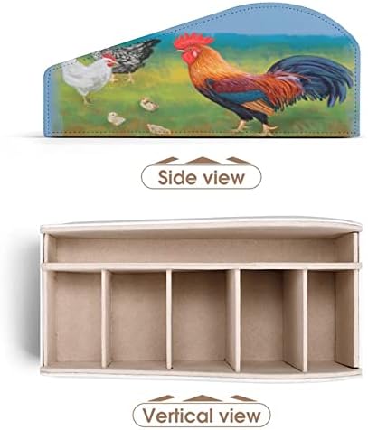 תרנגול עם תרנגולות מצייר מחזיק בשלט רחוק קופסת מארגן אחסון עור PU עבור שולחן העבודה מחוץ לבית