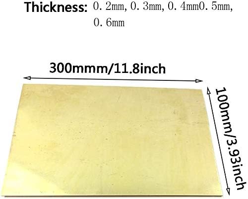 Xunkuaenxuan מתכת נחושת נייר פליז פליז גיליון נחושת צלחת מתכת קירור גולמי חומרים תעשייתיים H62 Cu 100mmx300 ממ, 0.4mmx100mmx300