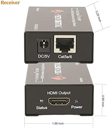 J-Tech Digital HDMI Extender מאת Single Cat 5e/6/7 Full HD 1080p, Edid Copy, Dolby Digital/DTS עם HDMI 2.0 כבל 3ft- 2