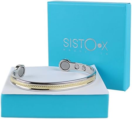 Sisto-X Super Strong Gold & Chrome תכנון דפוס צמיד מגנטי על ידי צמיד נחושת Sisto-X® 6 מגנטים בריאות טבעי XL