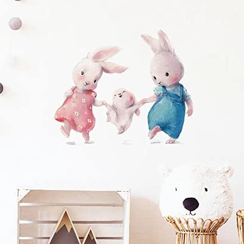 ארנב מאושר מדבקות קיר משפחות לילדים חדר ילדים חדר פעוטות חדר מקומות קיר עיצוב בית עיצוב נשלף סלון