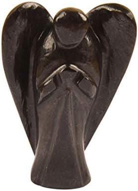 אבן טנזניט שחורה טבעית רייקי מגולף חן חן רוחני אבן שומר כיס מלאך פסל קישוט קישוט קישוט 2 אינץ 'בערך - ריפוי ברכה