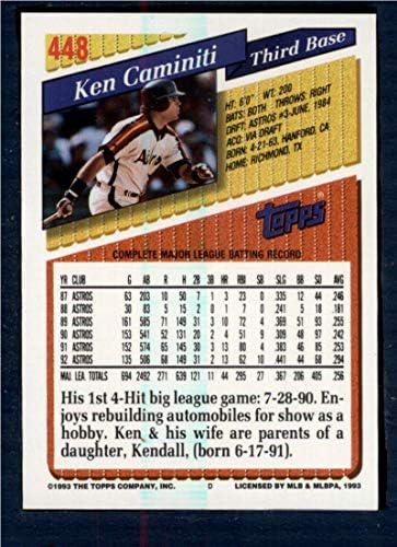 1993 Topps 448 קן קמיניטי יוסטון אסטרוס בייסבול MLB
